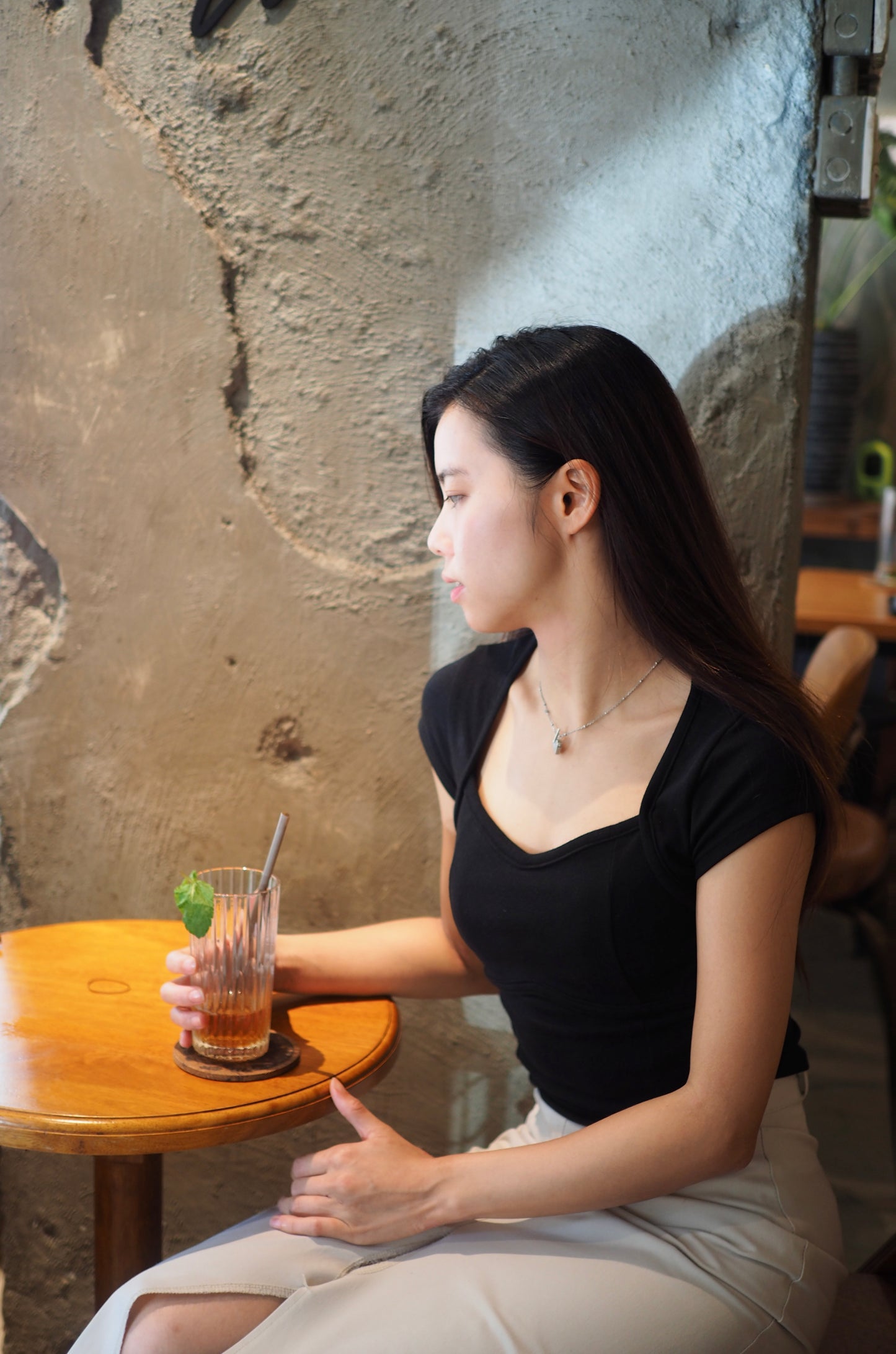 法式方領縫線Top