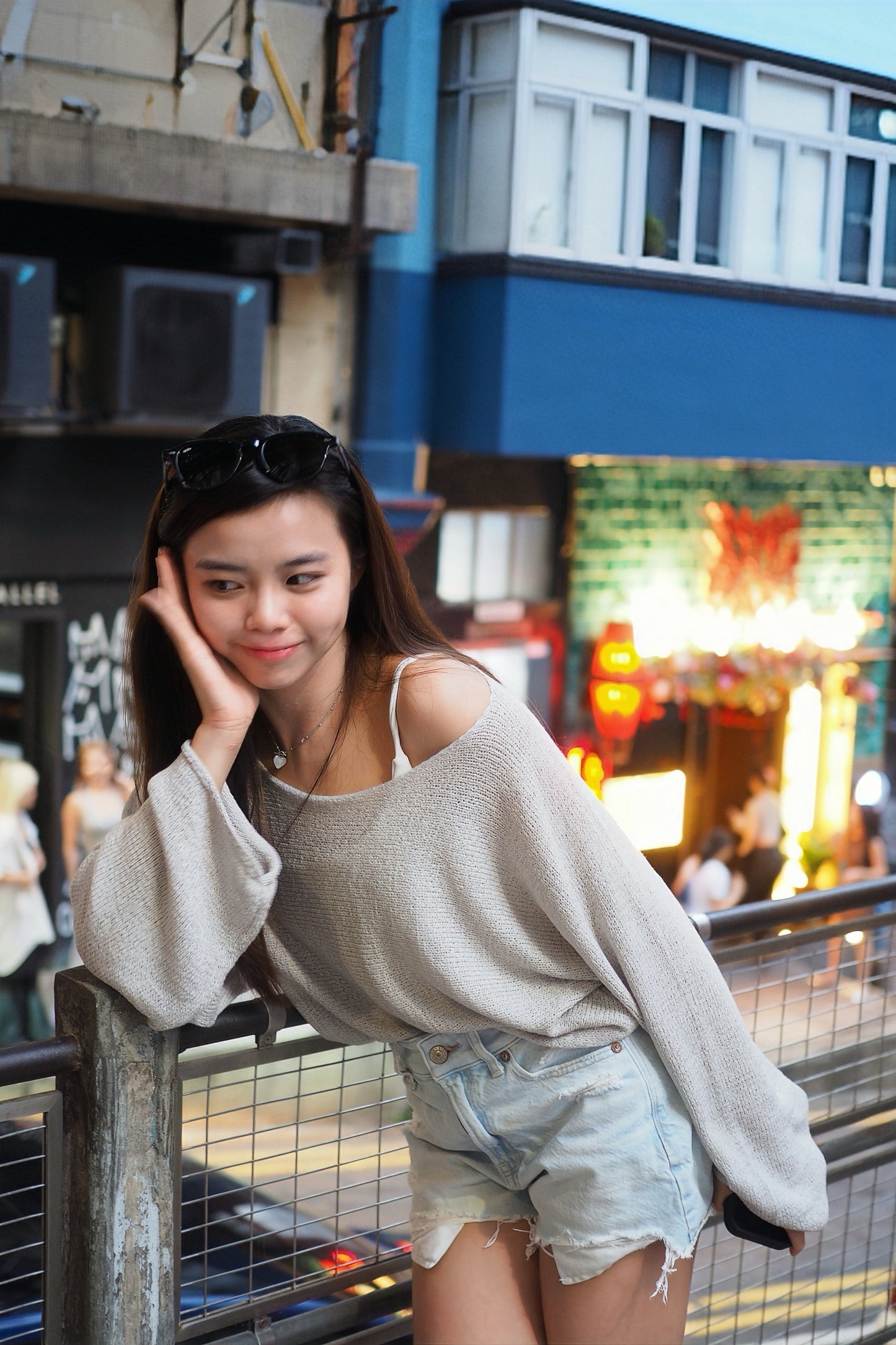 慵懶感寛領針織Top