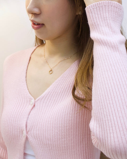 溫柔短身針織鈕扣開衫