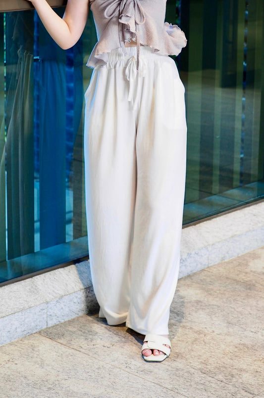 軟綿垂感橡筋頭長褲