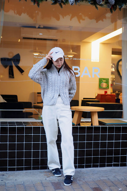 麻花羊毛針織雙拉鍊外套