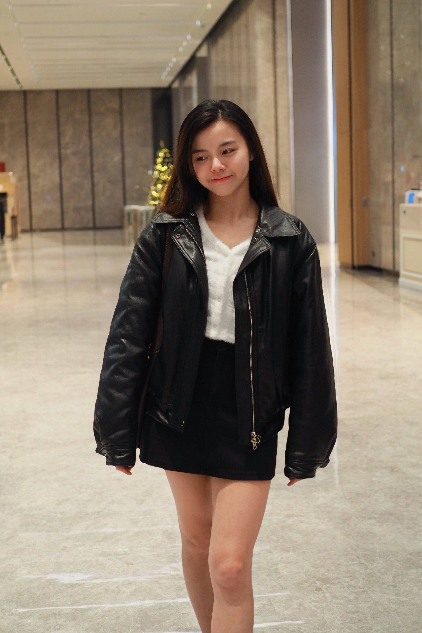 毛毛領夾棉oversize皮褸