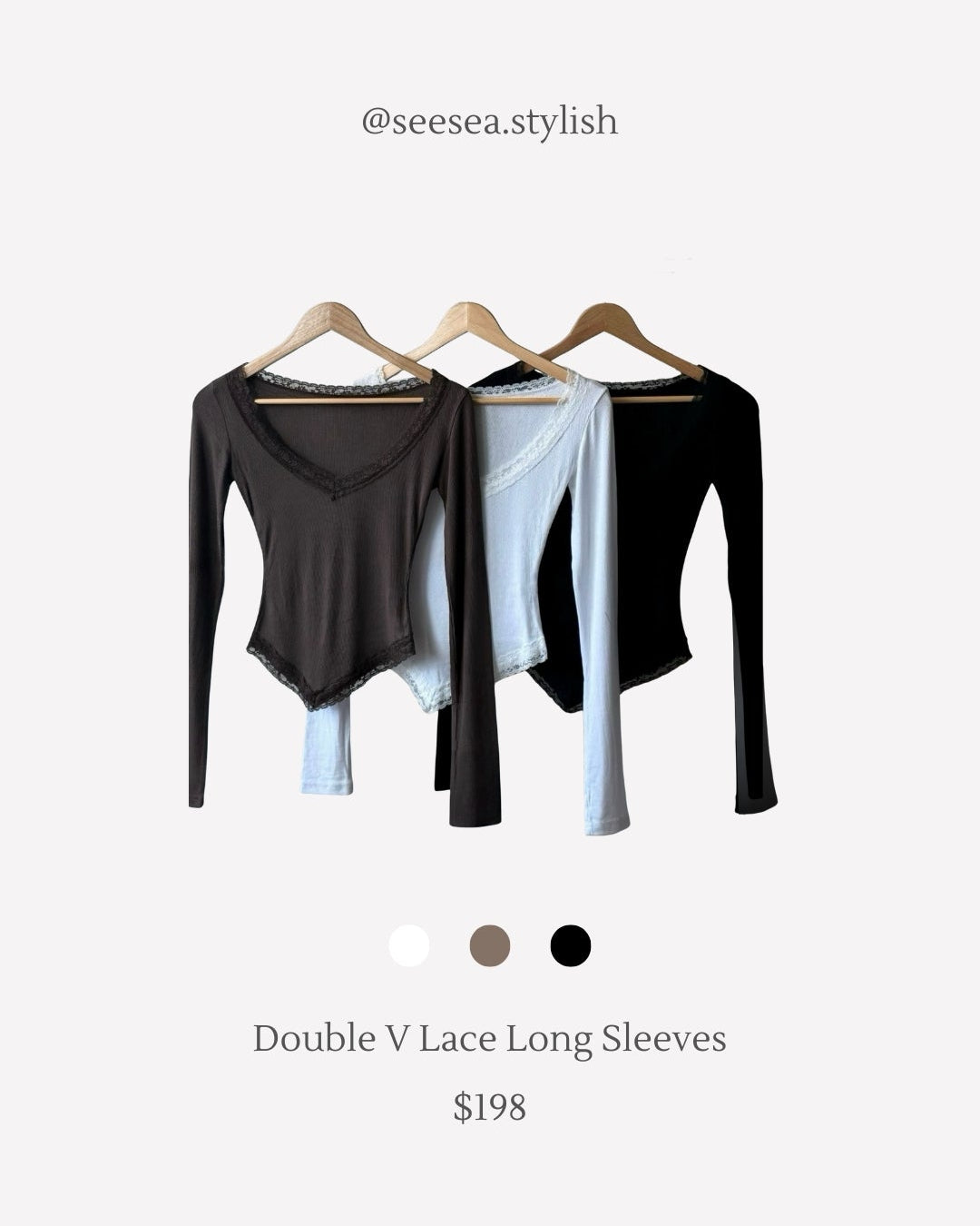 Lace下V長袖上衣