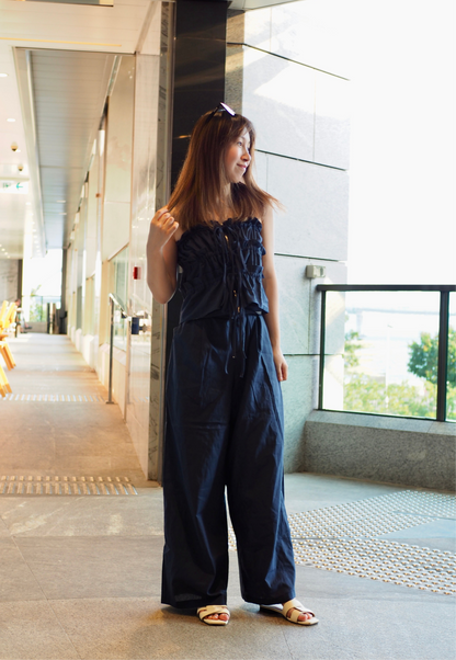 度假風蝴蝶結褶皺套裝