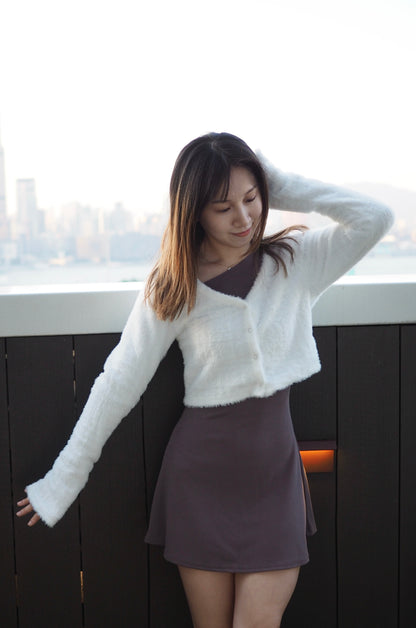 滑捋捋V領貂毛外套