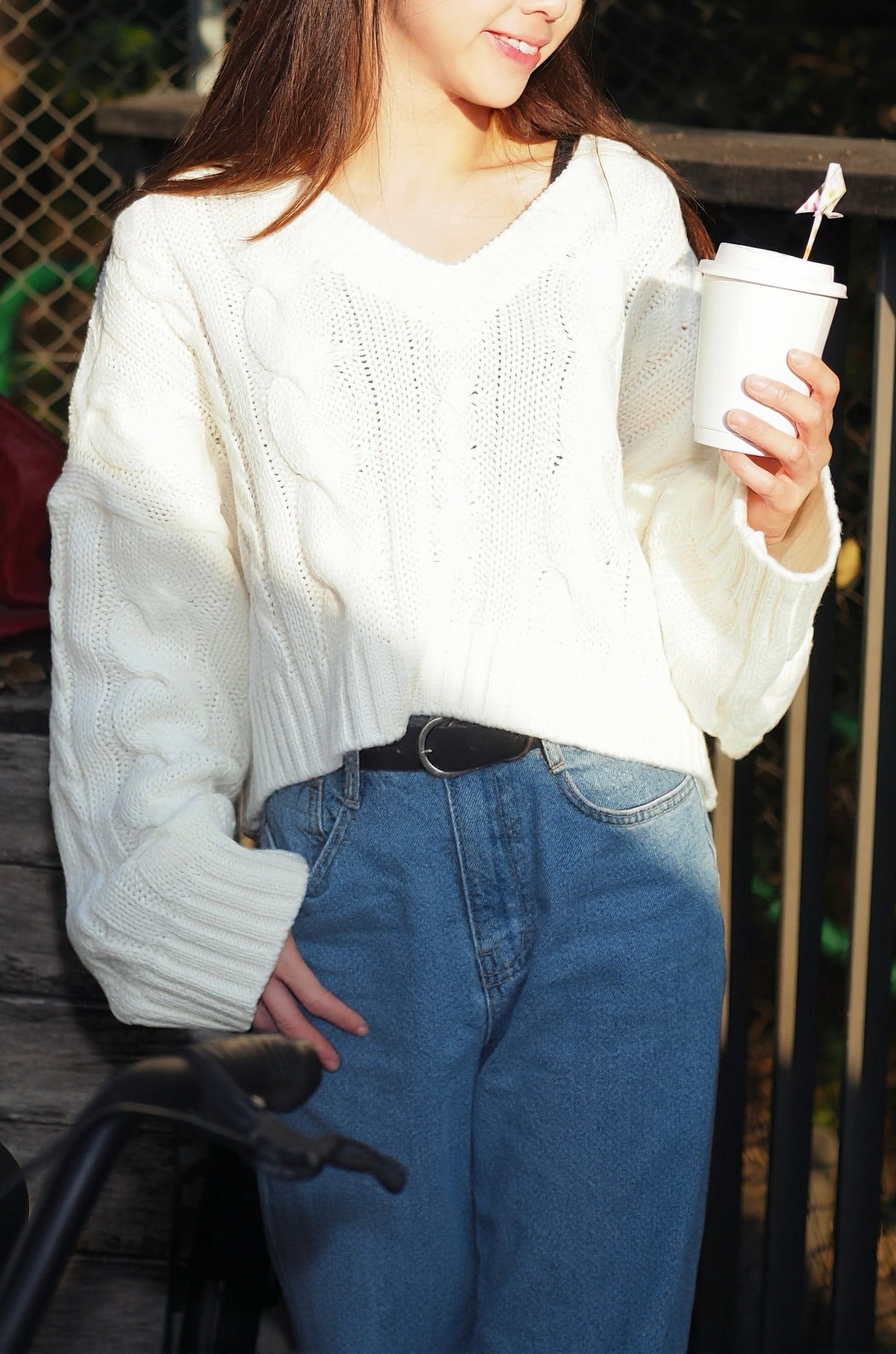 [CP值👑]短身V領麻花針織毛衣