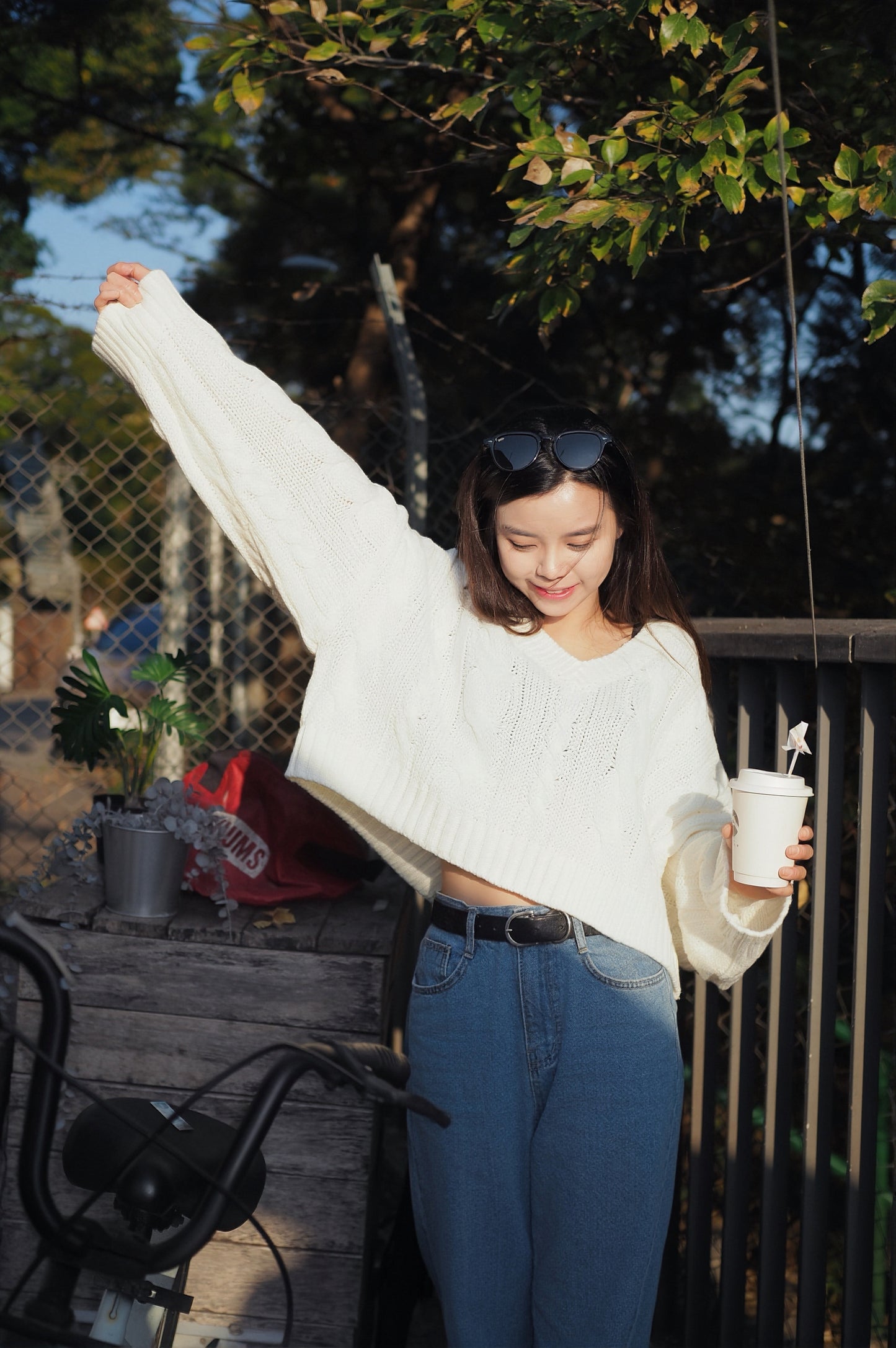 [CP值👑]短身V領麻花針織毛衣