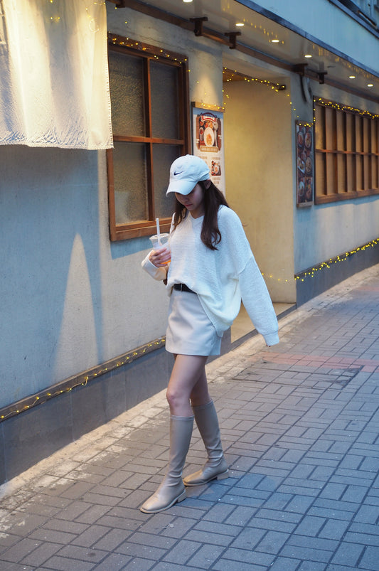 [超顯瘦!]寛鬆V領針織上衣