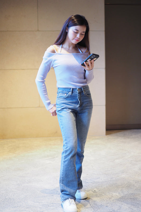 甜辣風掛頸一字膊針織Top