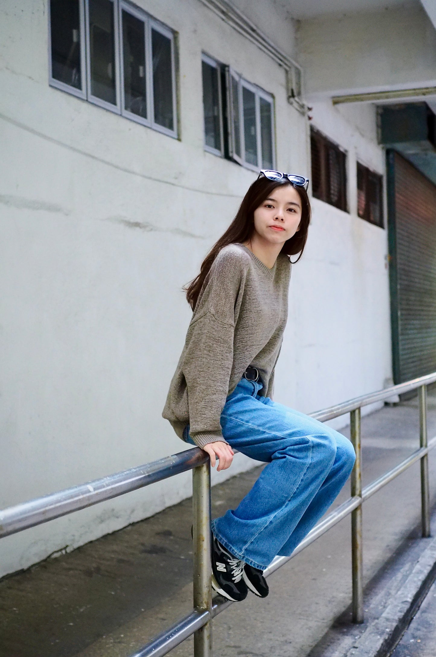 [超顯瘦!]寛鬆V領針織上衣