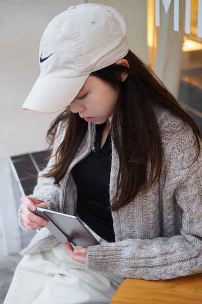 麻花羊毛針織雙拉鍊外套