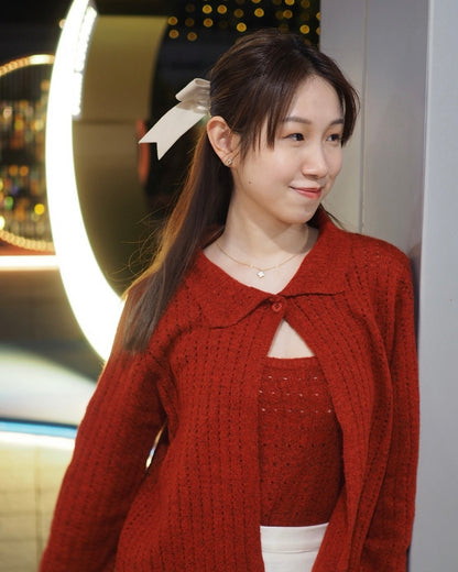 柔軟Polo領針織套裝