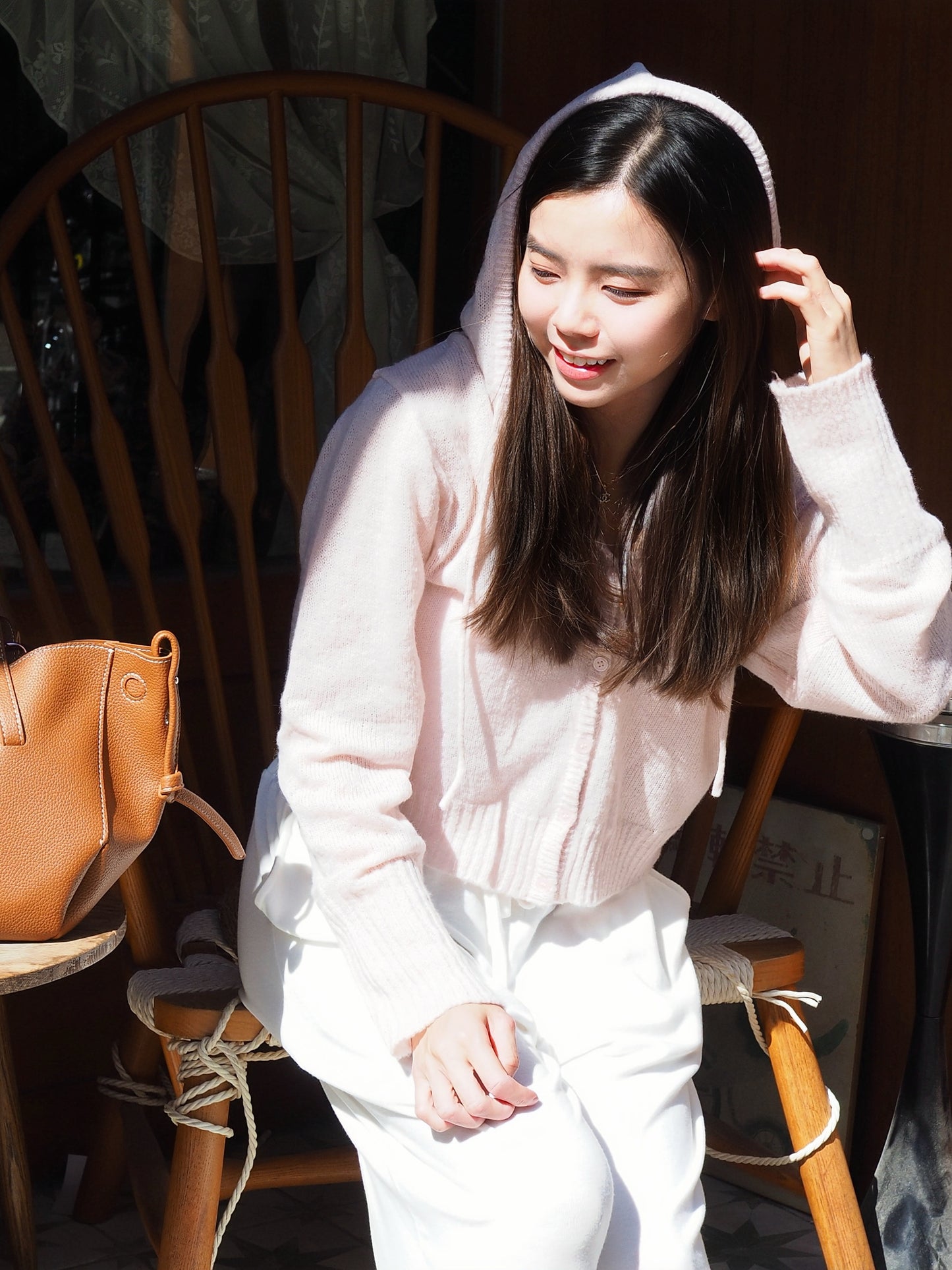 馬卡龍針織連帽衫