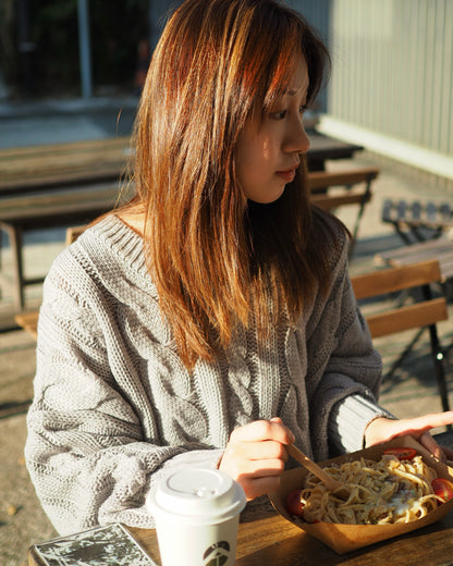 [CP值👑]短身V領麻花針織毛衣