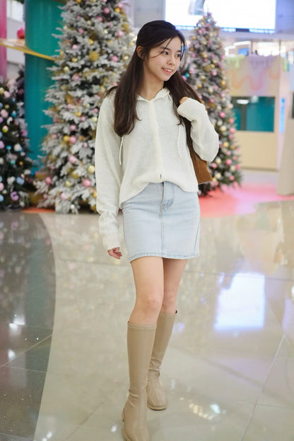 馬卡龍針織連帽衫