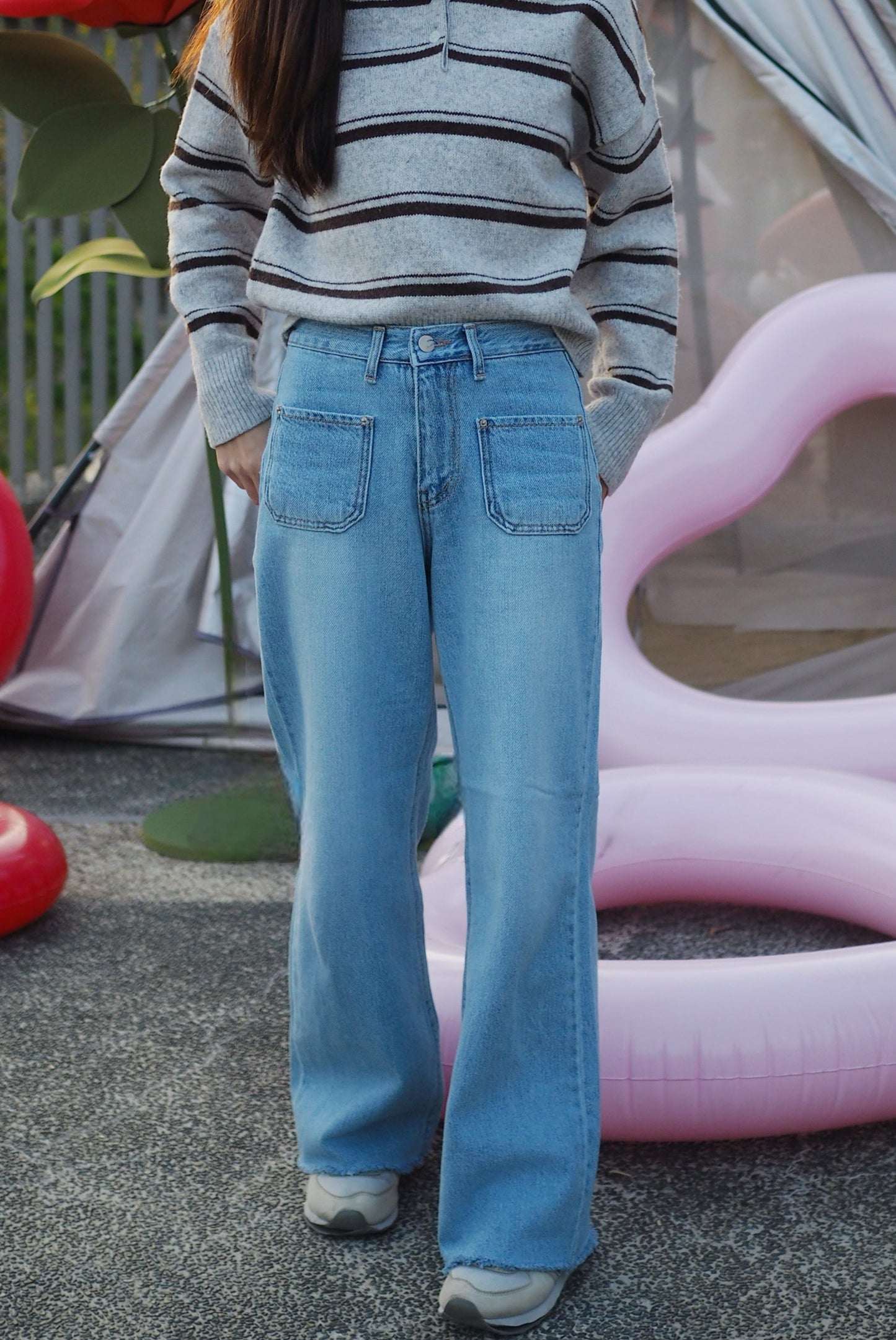 [小個子Good Fit]超軟熟闊腳牛仔褲