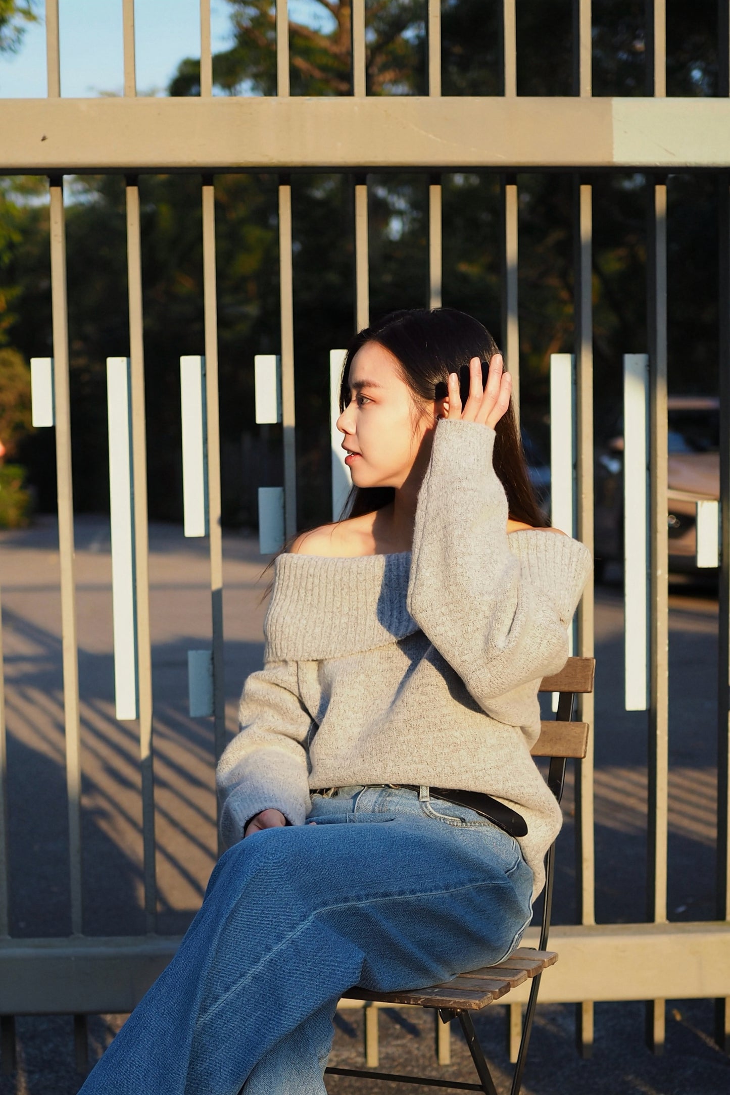 Jennie反領直坑紋一字膊