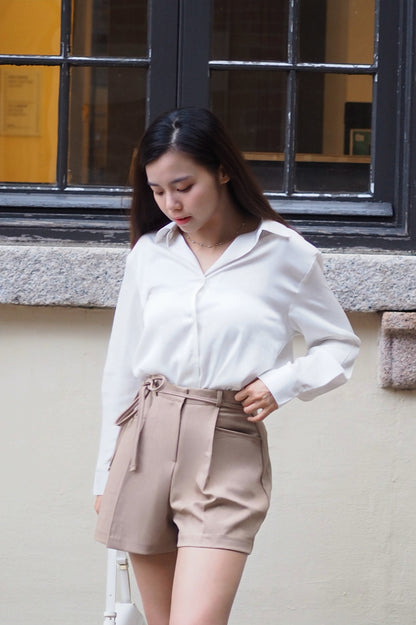 質感顯瘦A字西裝短褲(附腰帶)