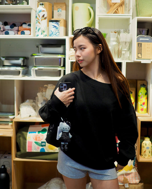 寬鬆露肩衛衣(三色入)