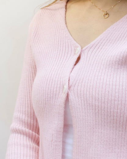 溫柔短身針織鈕扣開衫