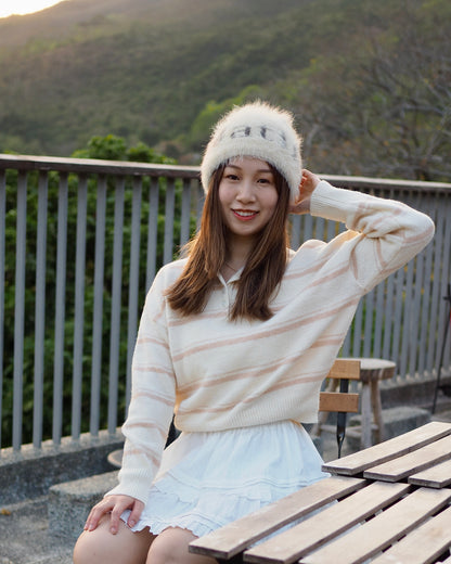 鄰家女孩風～POLO領撞色橫間上衣