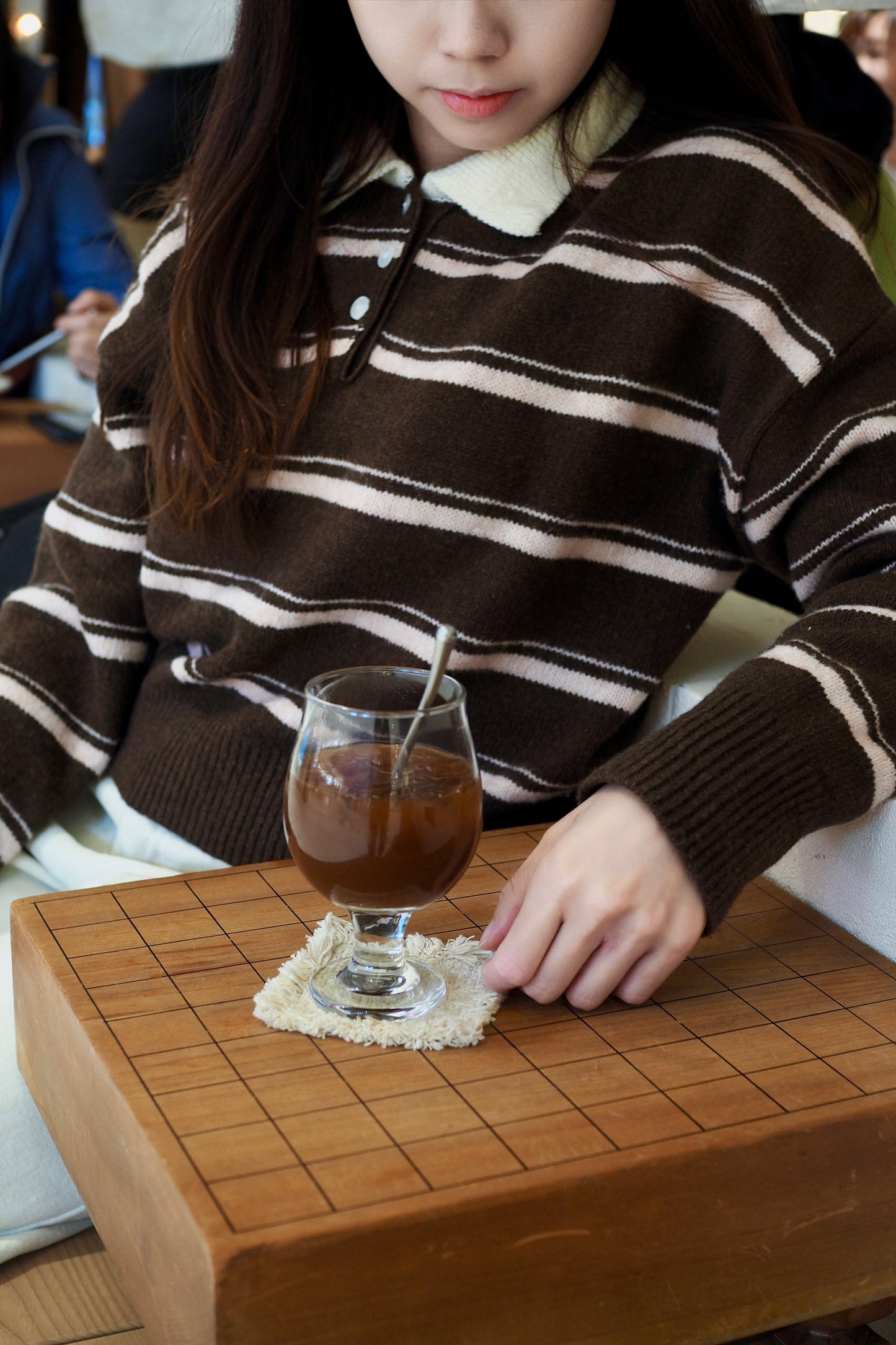 鄰家女孩風～POLO領撞色橫間上衣