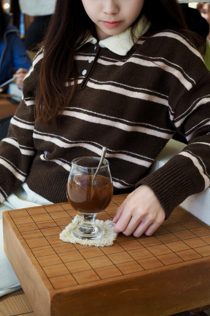 鄰家女孩風～POLO領撞色橫間上衣