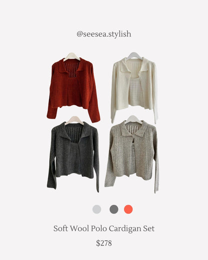 柔軟Polo領針織套裝